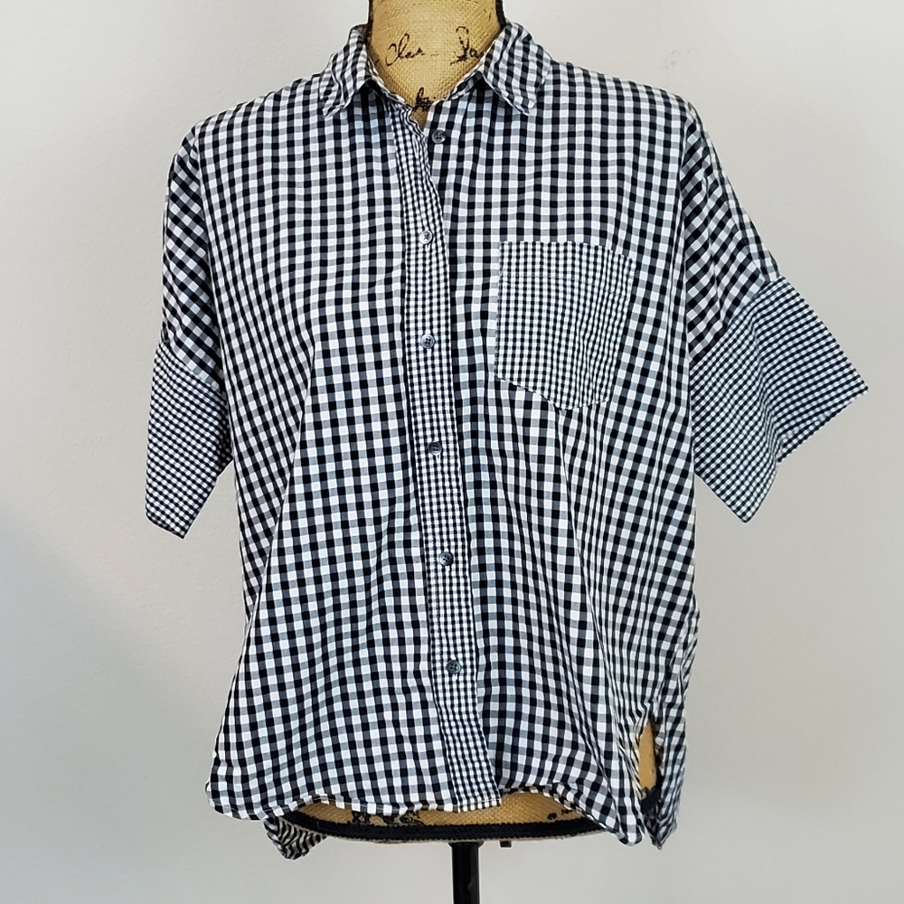 Madewell Black and White Gingham Button-Up Shirt